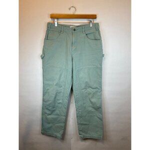 Teddy Fresh Men's Size 30 Double Front Knee Green Blue Work Pants Cargo GUC**